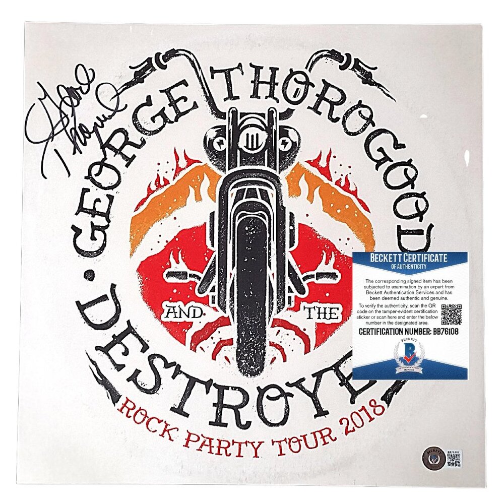 George Thorogood Autographed Rock Party Tour 2018 Album Poster Beckett Signed